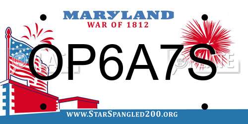 OP6A7S Maryland License Plate