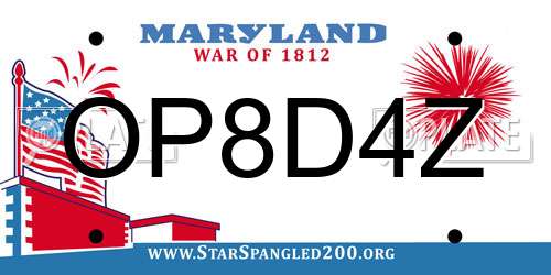 OP8D4Z Maryland License Plate
