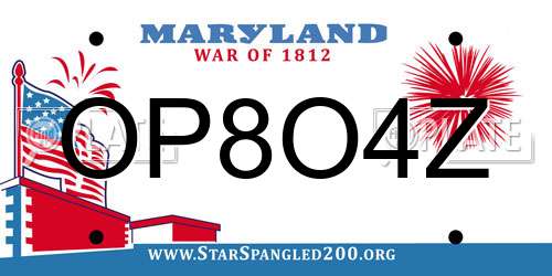 OP8O4Z Maryland License Plate