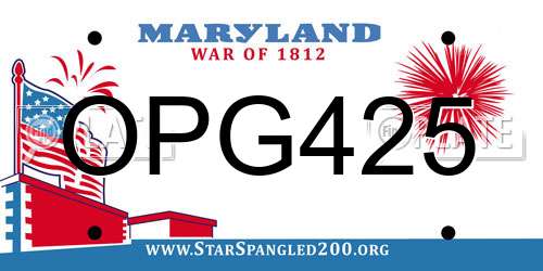 OPG425 Maryland License Plate