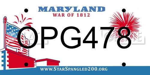 OPG478 Maryland License Plate
