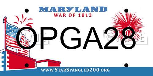 OPGA28 Maryland License Plate