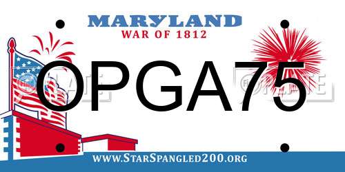 OPGA75 Maryland License Plate