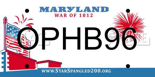 OPHB96 Maryland License Plate