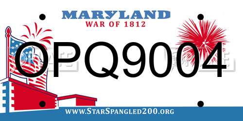 OPQ9004 Maryland License Plate