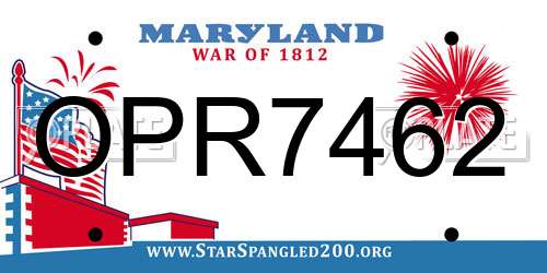 OPR7462 Maryland License Plate