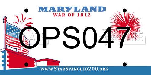 OPS047 Maryland License Plate