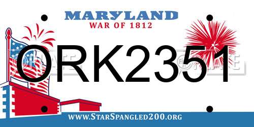 ORK2351 Maryland License Plate