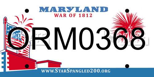 ORM0368 Maryland License Plate