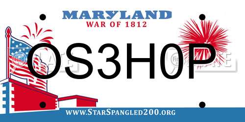 OS3H0P Maryland License Plate