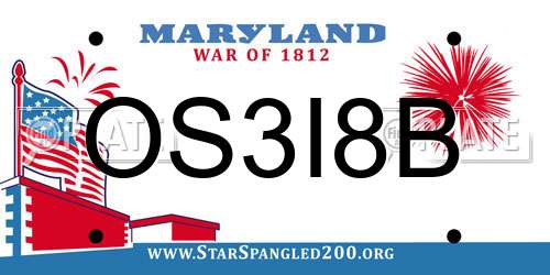 OS3I8B Maryland License Plate
