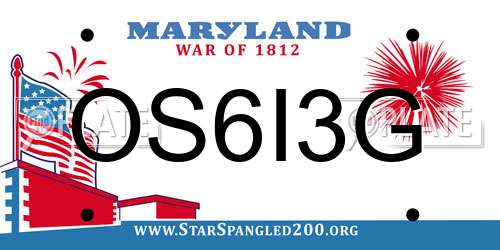 OS6I3G Maryland License Plate