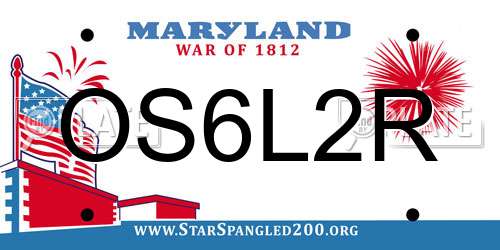OS6L2R Maryland License Plate