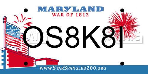 OS8K8I Maryland License Plate