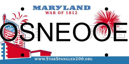 OSNEOOE Maryland License Plate