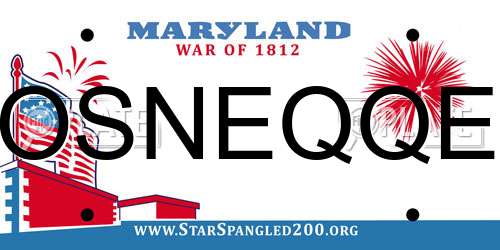 OSNEQQE Maryland License Plate