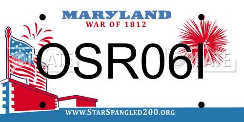 OSR06I Maryland License Plate