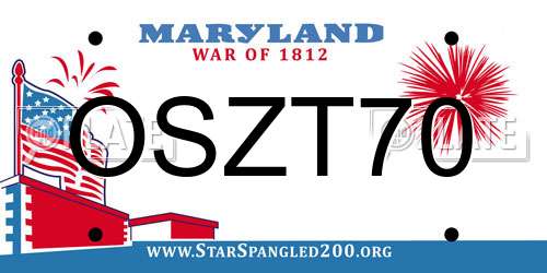 OSZT70 Maryland License Plate