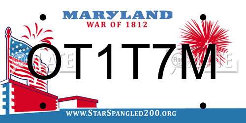 OT1T7M Maryland License Plate