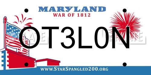 OT3L0N Maryland License Plate