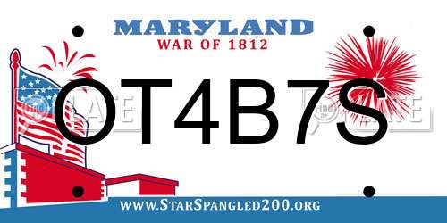 OT4B7S Maryland License Plate