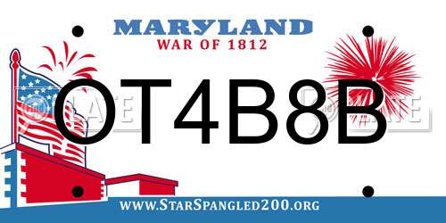 OT4B8B Maryland License Plate