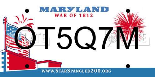 OT5Q7M Maryland License Plate
