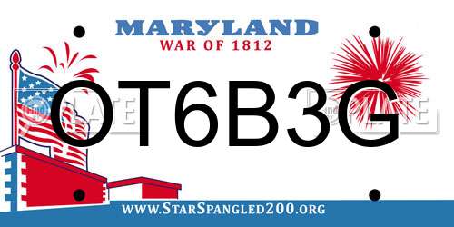 OT6B3G Maryland License Plate