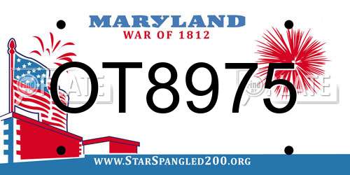 OT8975 Maryland License Plate