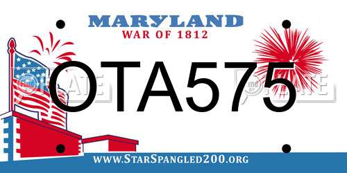 OTA575 Maryland License Plate