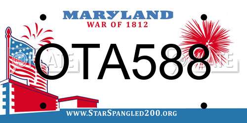 OTA588 Maryland License Plate