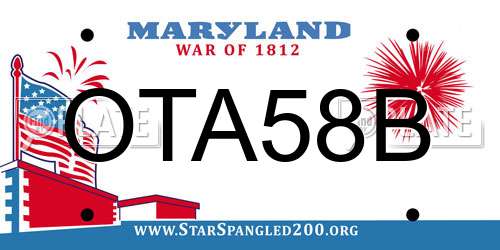 OTA58B Maryland License Plate