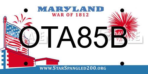 OTA85B Maryland License Plate