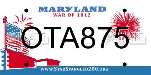 OTA875 Maryland License Plate