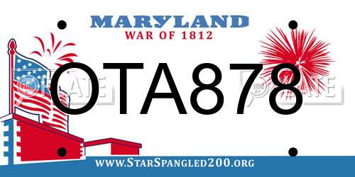 OTA878 Maryland License Plate