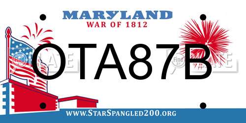OTA87B Maryland License Plate