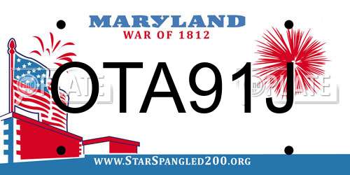 OTA91J Maryland License Plate