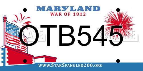 OTB545 Maryland License Plate