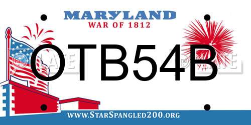 OTB54B Maryland License Plate