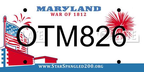 OTM826 Maryland License Plate