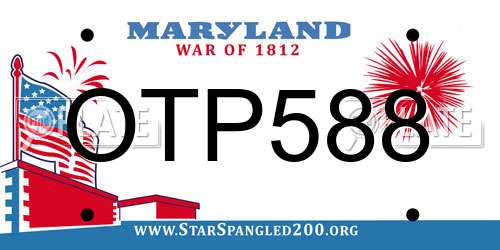 OTP588 Maryland License Plate