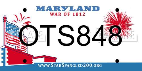 OTS848 Maryland License Plate