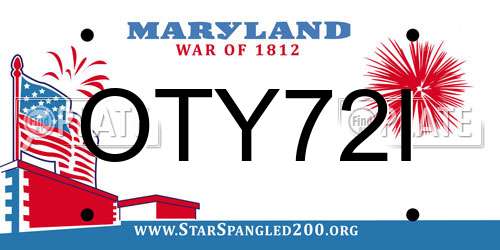 OTY72I Maryland License Plate