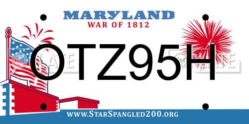 OTZ95H Maryland License Plate