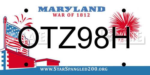 OTZ98H Maryland License Plate