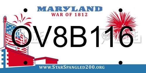 OV8B116 Maryland License Plate