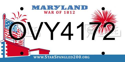 OVY4172 Maryland License Plate