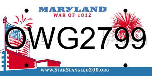 OWG2799 Maryland License Plate