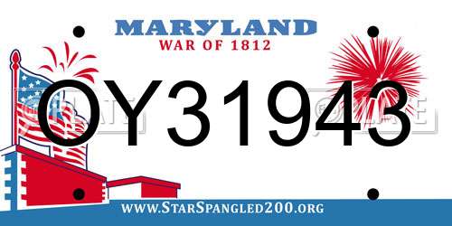 OY31943 Maryland License Plate