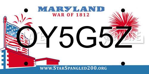 OY5G5Z Maryland License Plate